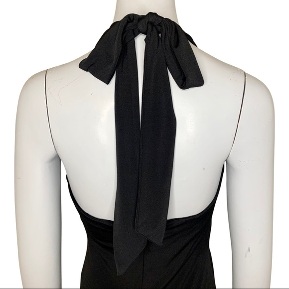 Vintage GUNNE SAX JESSICA MCCLINTOCK Maxi Dress Halter Jersey Black Formal - Picture 9 of 16